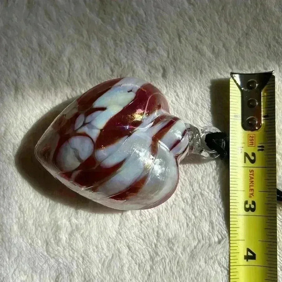 Artisan Blown  Glass Heart Pendant Choker medallion cord necklace - Picture 6 of 7